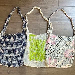 Free People Gauze Linen Tote Bags 3 pcs